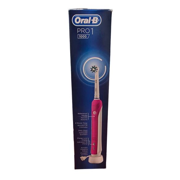 Oral-B Pro 1 1000W Electronic Rechargeable Toothbrush Pink Pressure Control BNIB - Picture 3 of 6